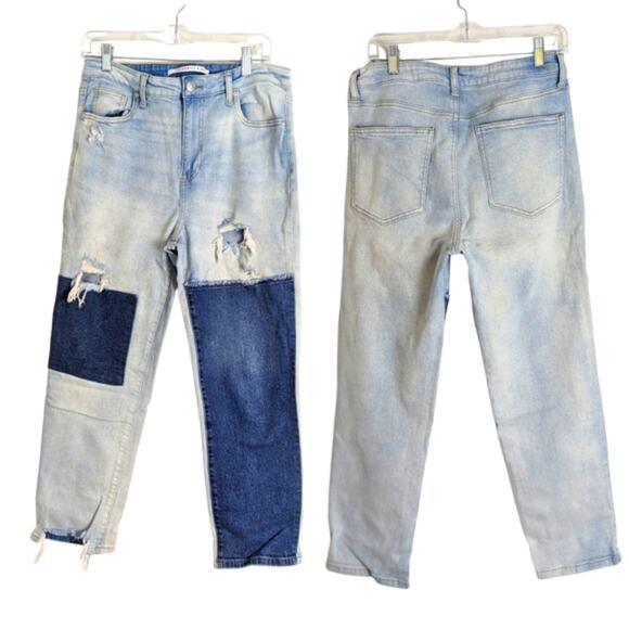 Patchwork Denim Jeans High-rise Two Tone Wash Women's Size 31 - Picture 10 of 10